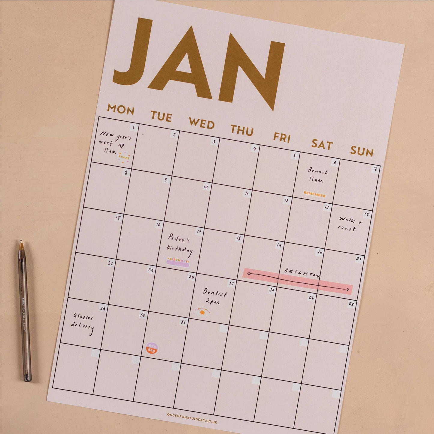 Monthly Undated Wall Planner