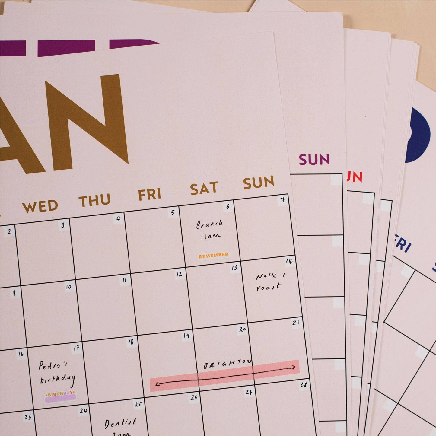 Monthly Undated Wall Planner