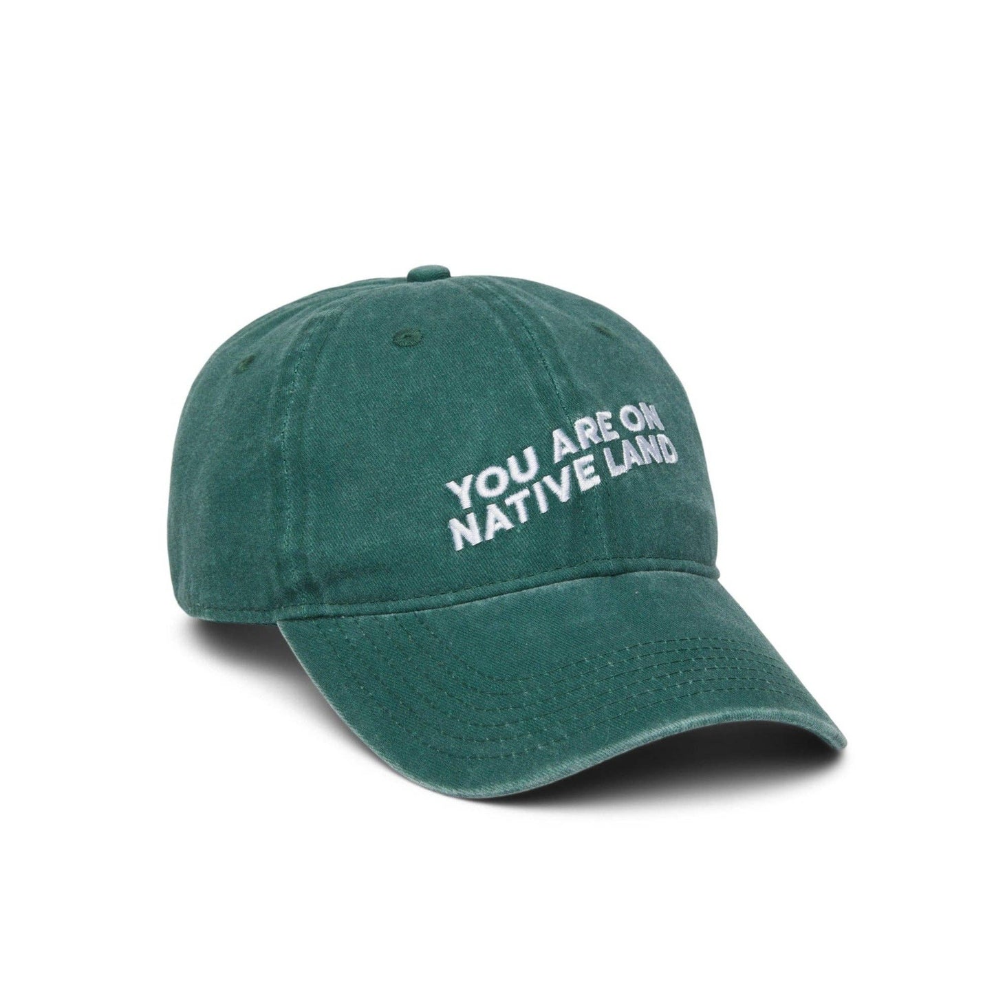 'You Are On Native Land' Dad Cap: Dark Green