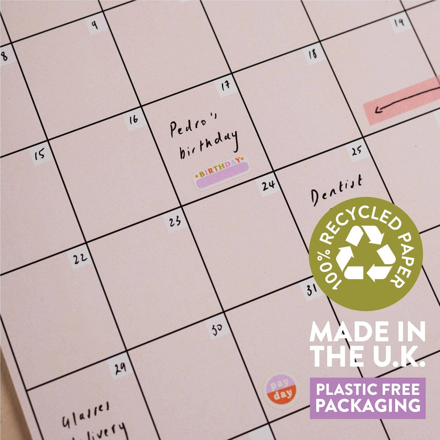 Monthly Undated Wall Planner