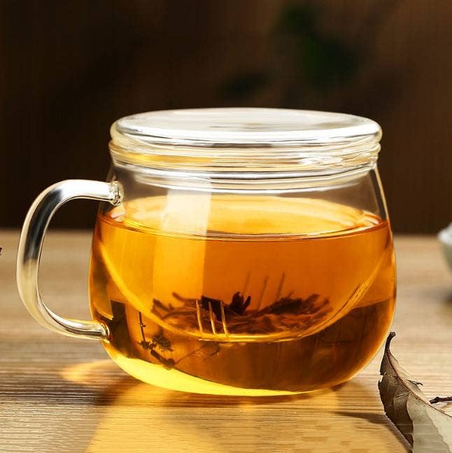 Glass Tea Cup with Infuser + Lid