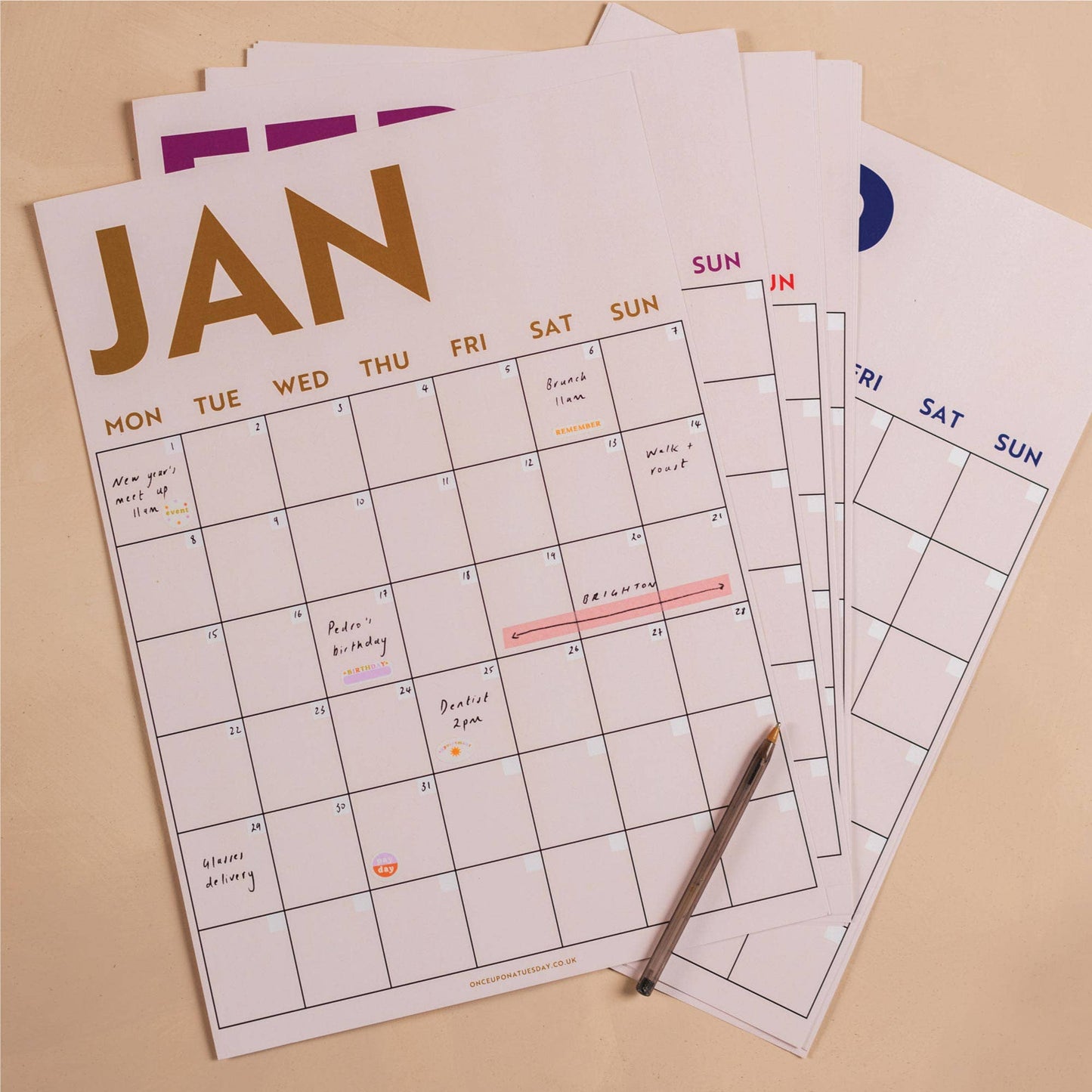 Monthly Undated Wall Planner
