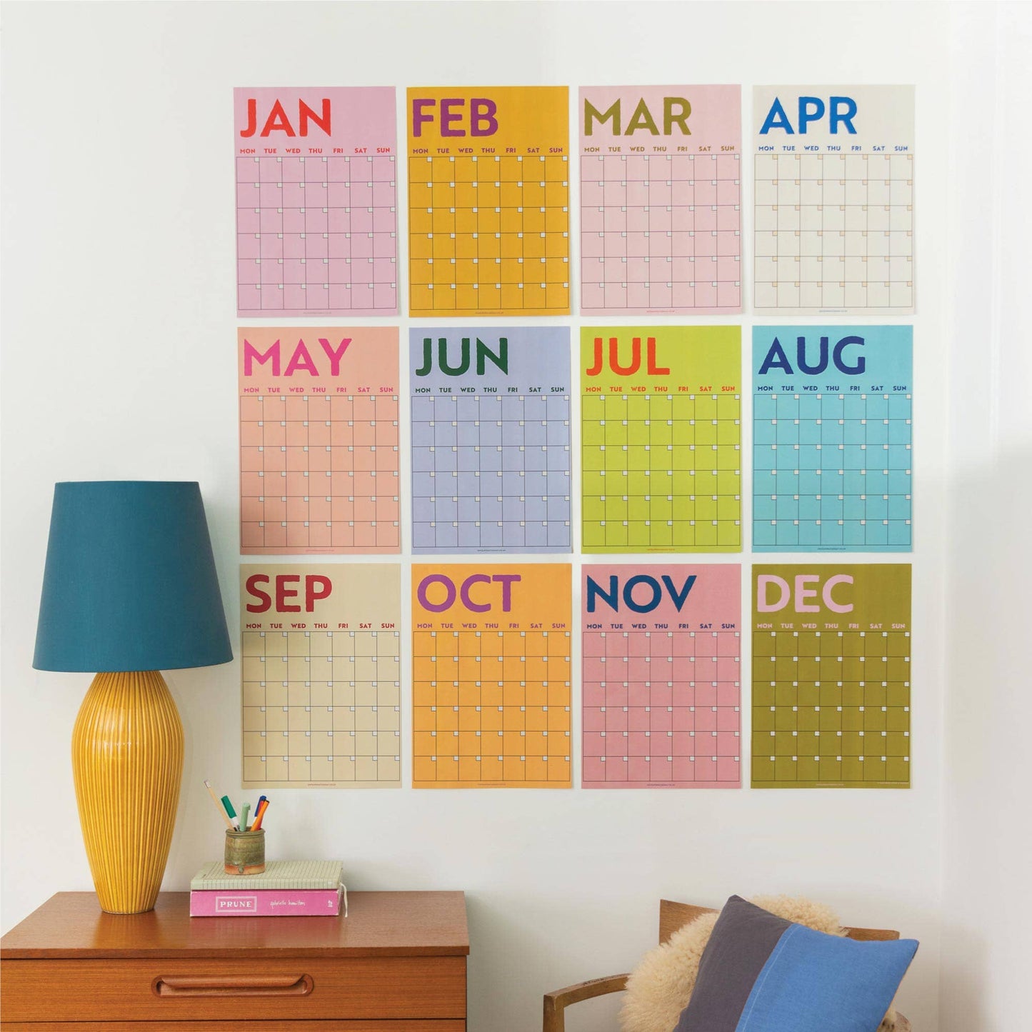 Bright Monthly Undated Wall Planner