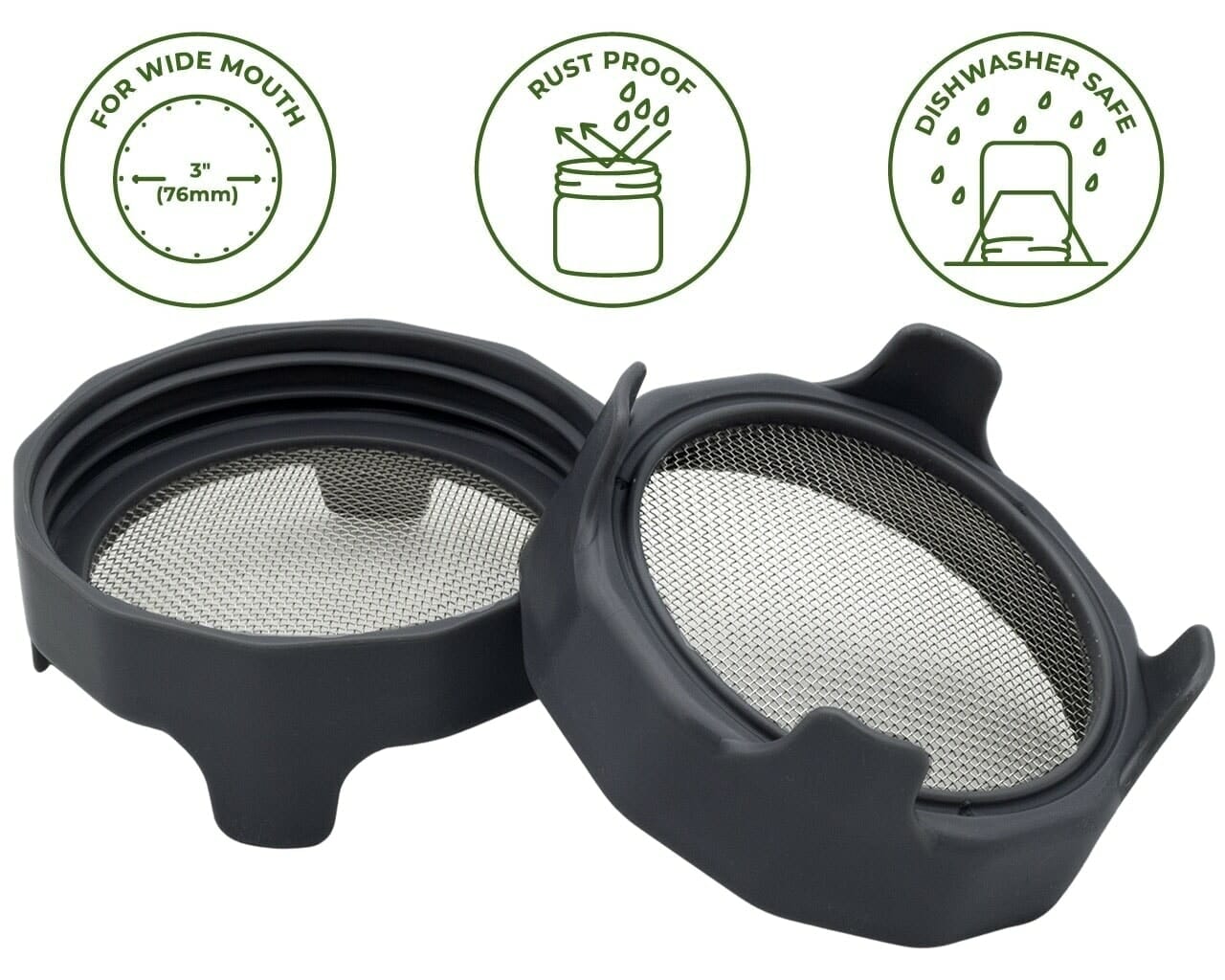 Rust Proof Sprouting Lid with Built-In Stand for Wide Mouth