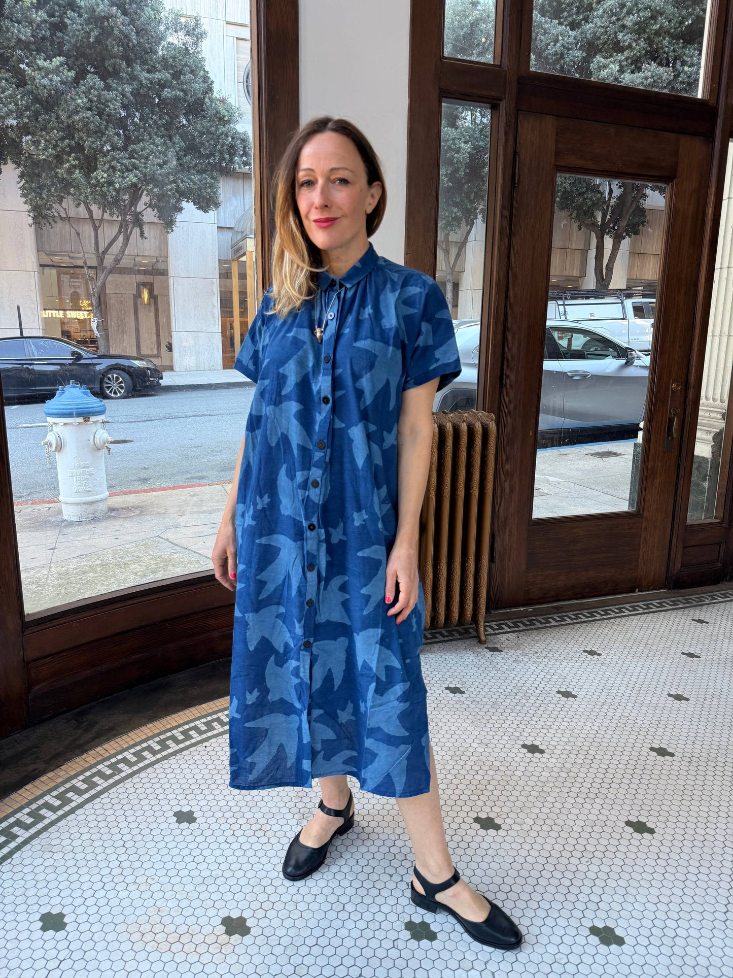Block Printed Dress | Elise Dress Indigo Print Liberté