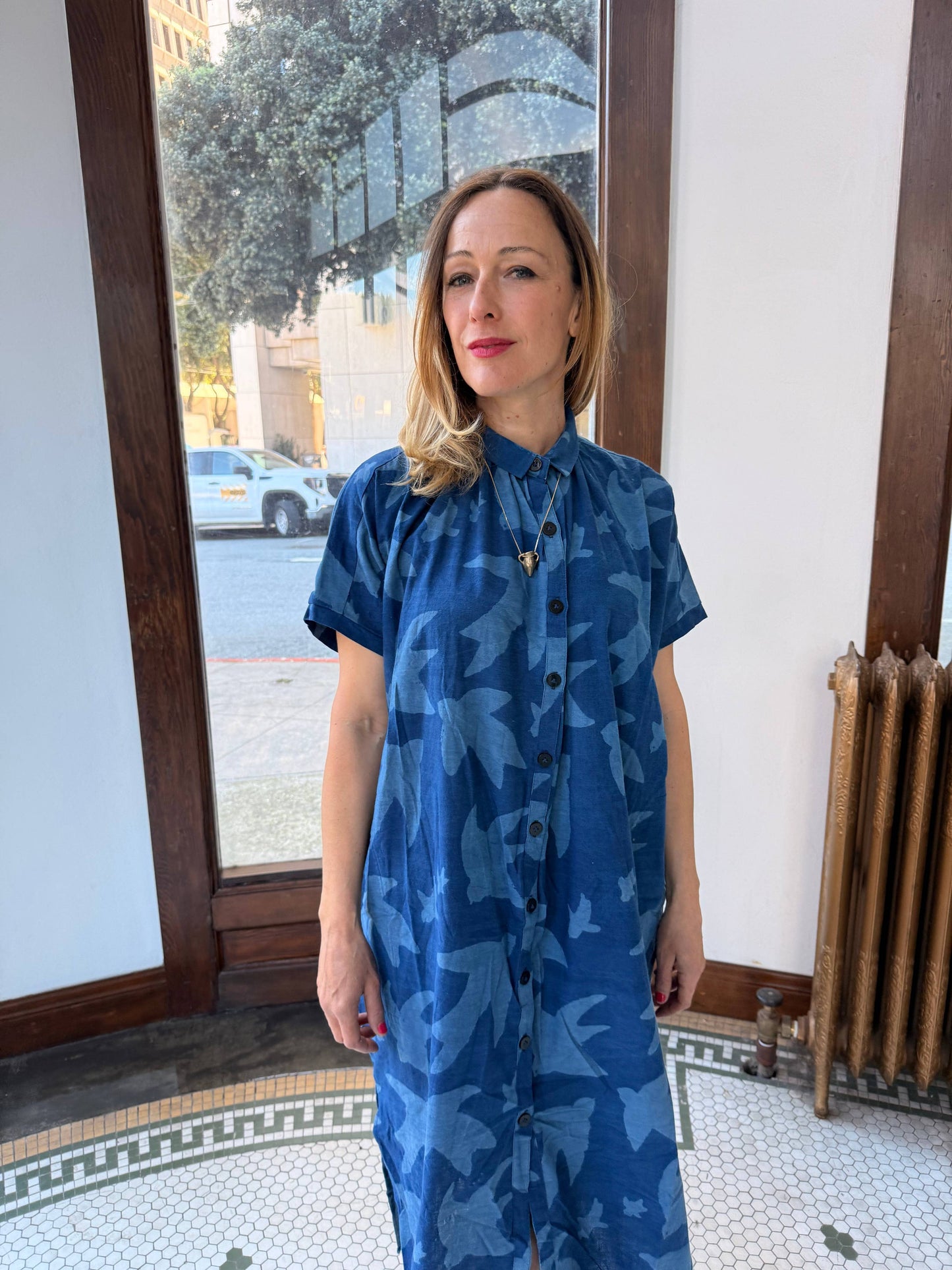 Block Printed Dress | Elise Dress Indigo Print Liberté