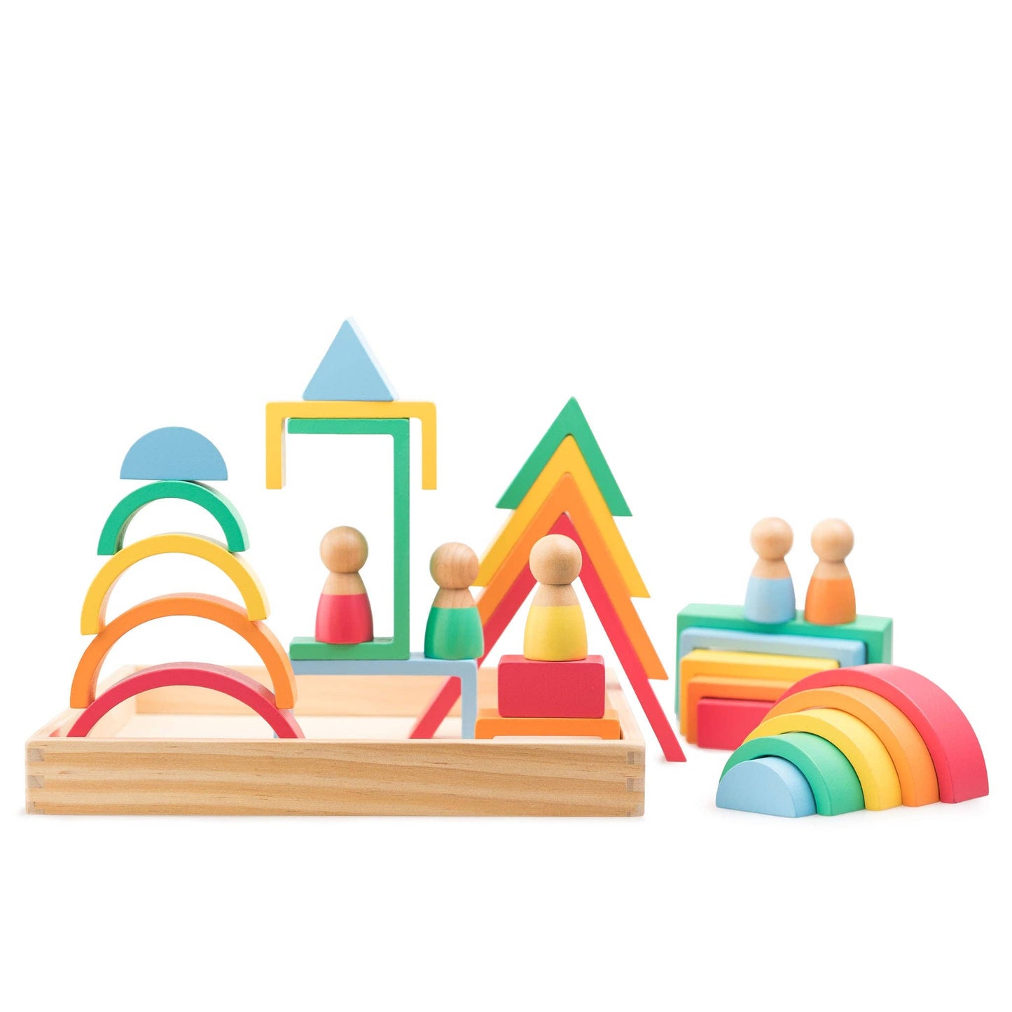 Rainbow Blocks Wooden Playset