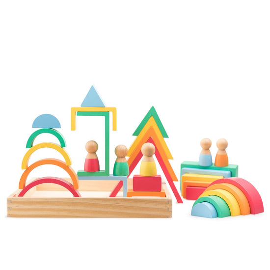 Rainbow Blocks Wooden Playset