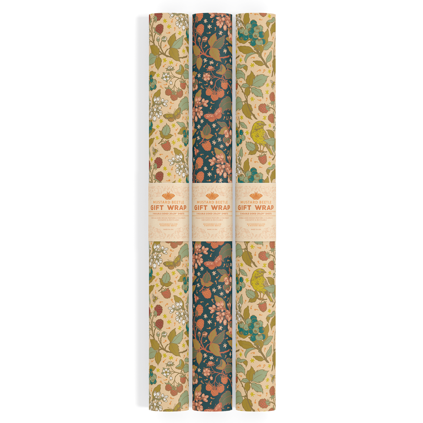 Recyclable Gift Wrap | Berries by Mustard Beetle