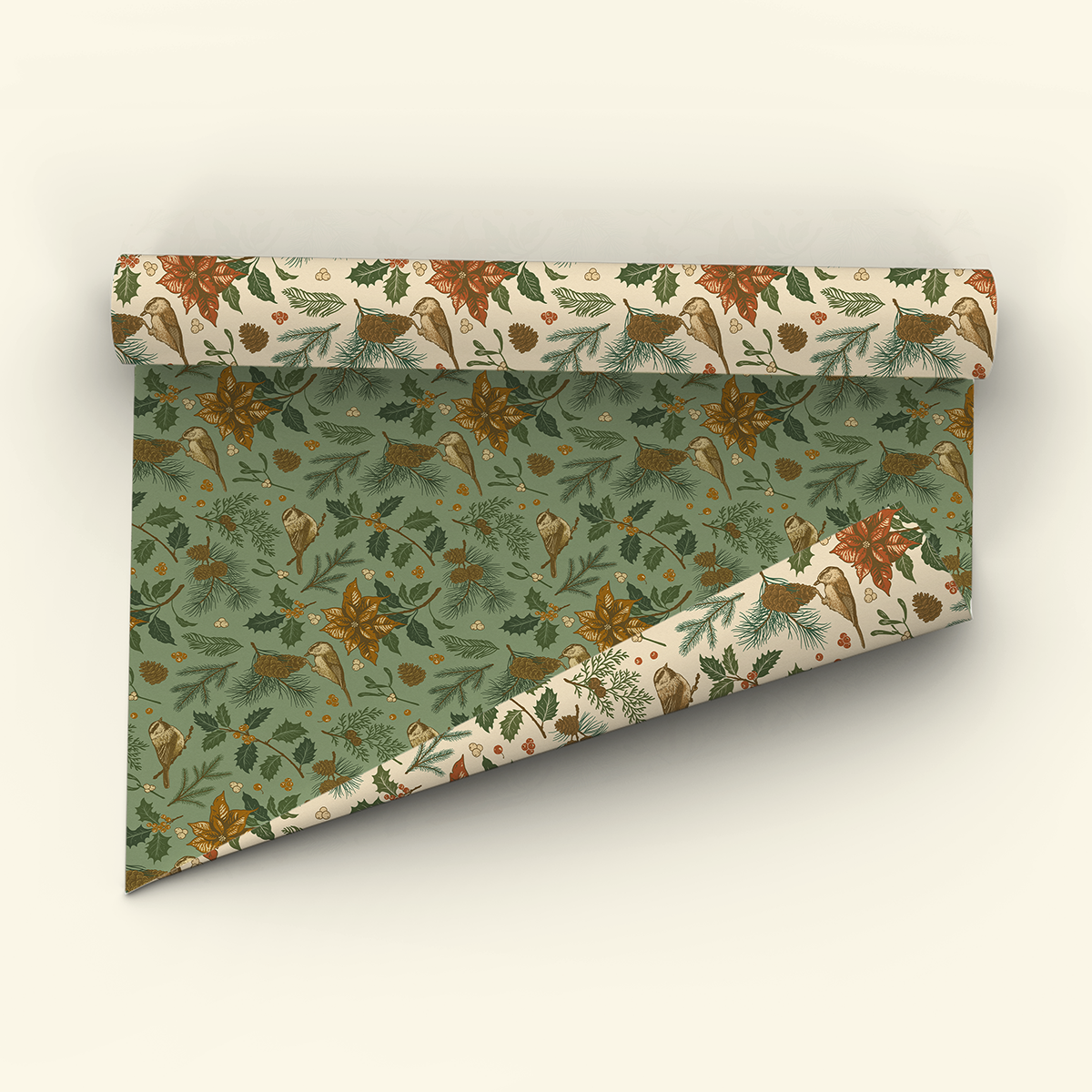 Recyclable Gift Wrap | Yuletide Chickadee by Mustard Beetle