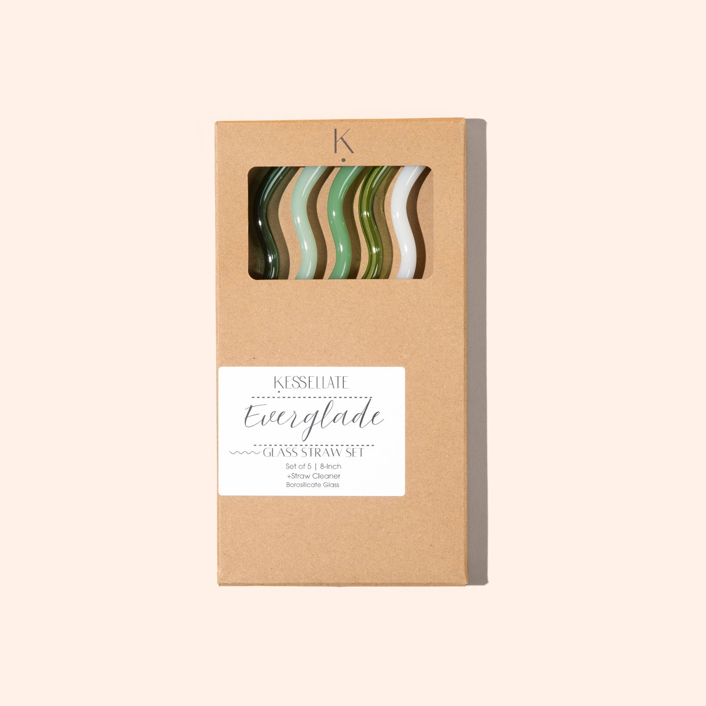 Wavy Glass Straw Set - Everglade