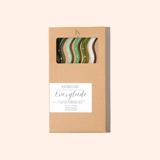 Wavy Glass Straw Set - Everglade