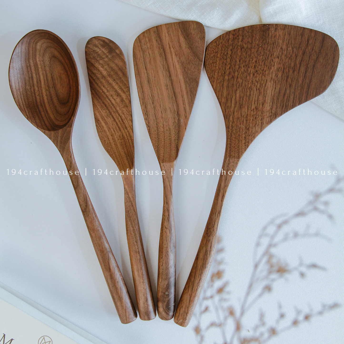 194 Craft House - Hand Carved Walnut Kitchen Utensils