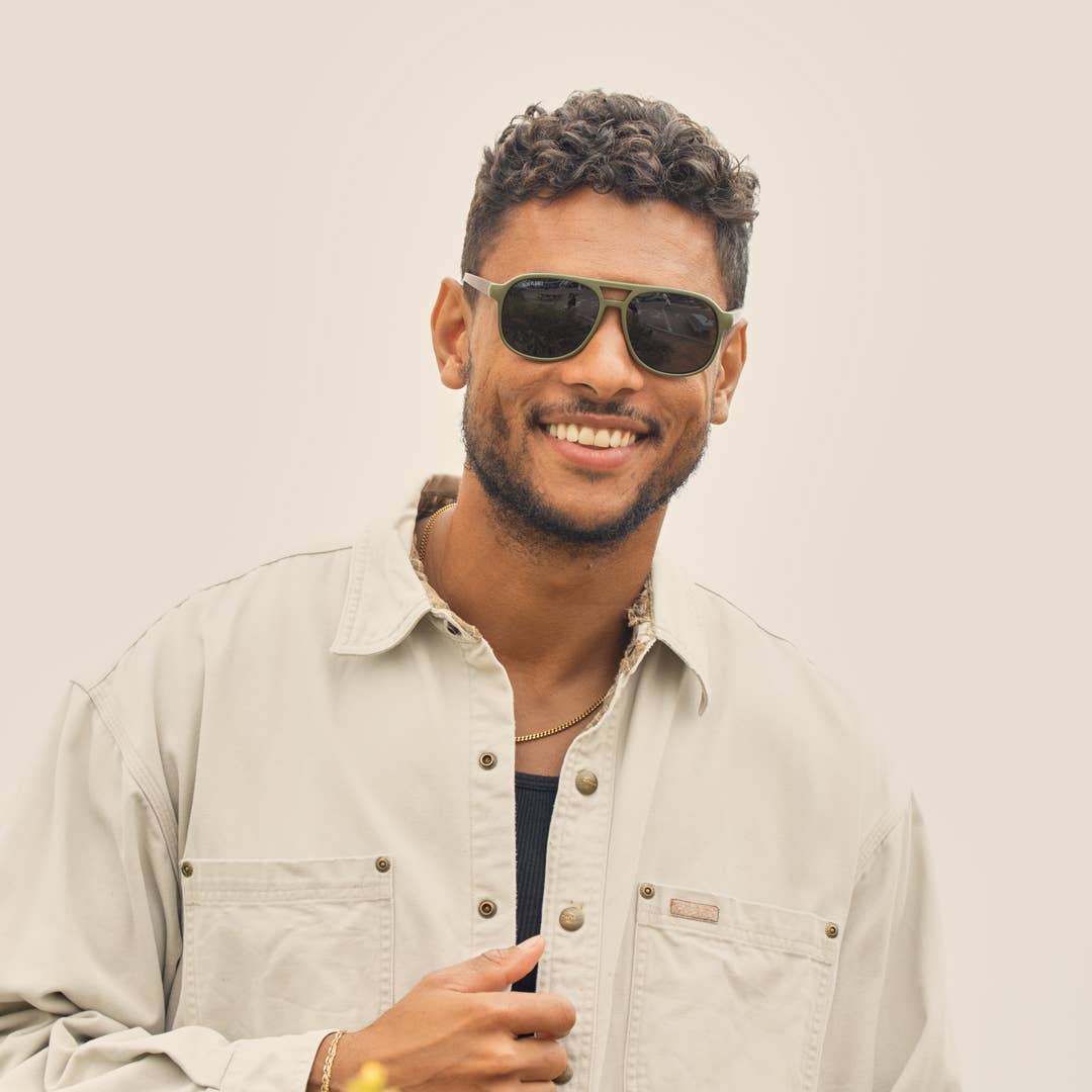 Weston Polarized Sunglasses | Matte Olive Green / Brown Bamboo / Brown Polarized Lens