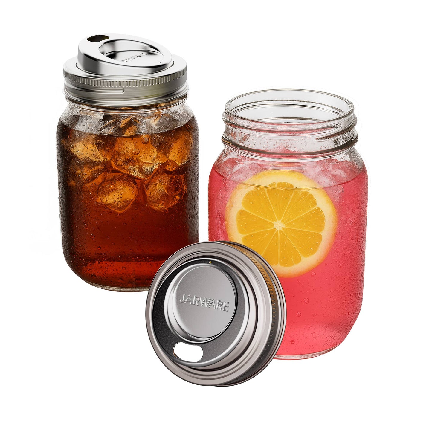 Jarware Stainless Steel Drink Lids Set of 2 | Regular Mouth