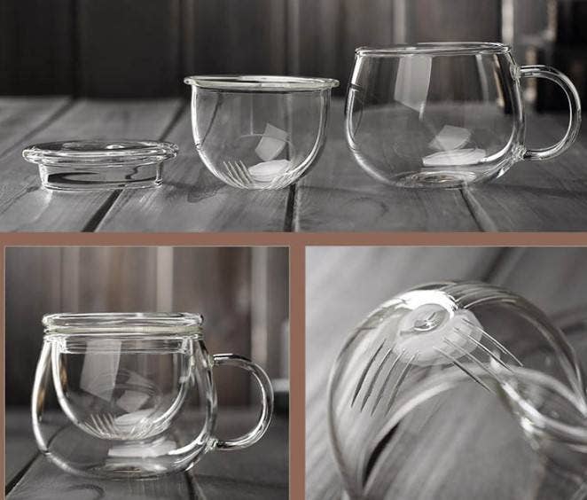 Glass Tea Cup with Infuser + Lid