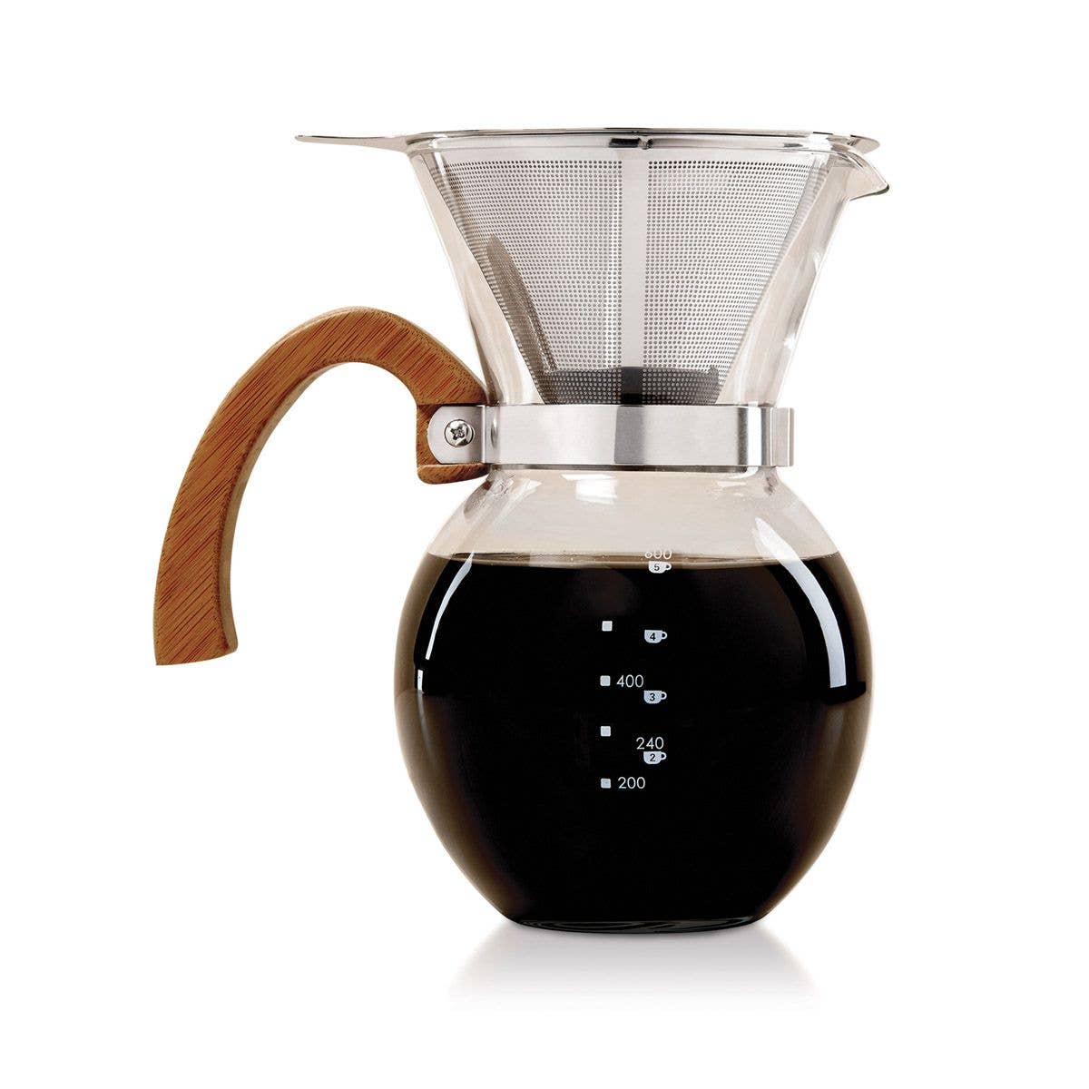 Pour-Over Coffee Maker With Bamboo Handle
