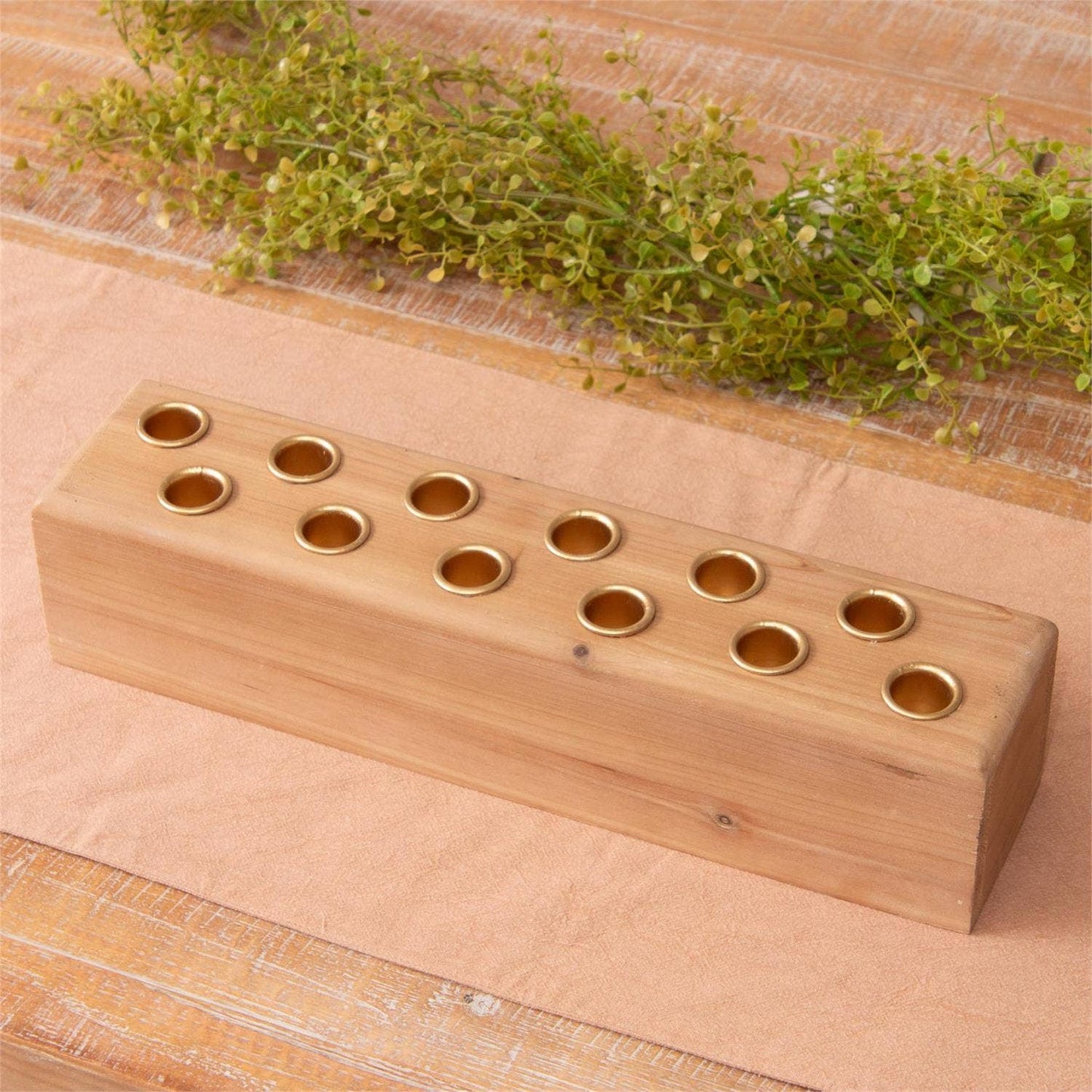 Wooden Taper Candle Holder Centerpiece