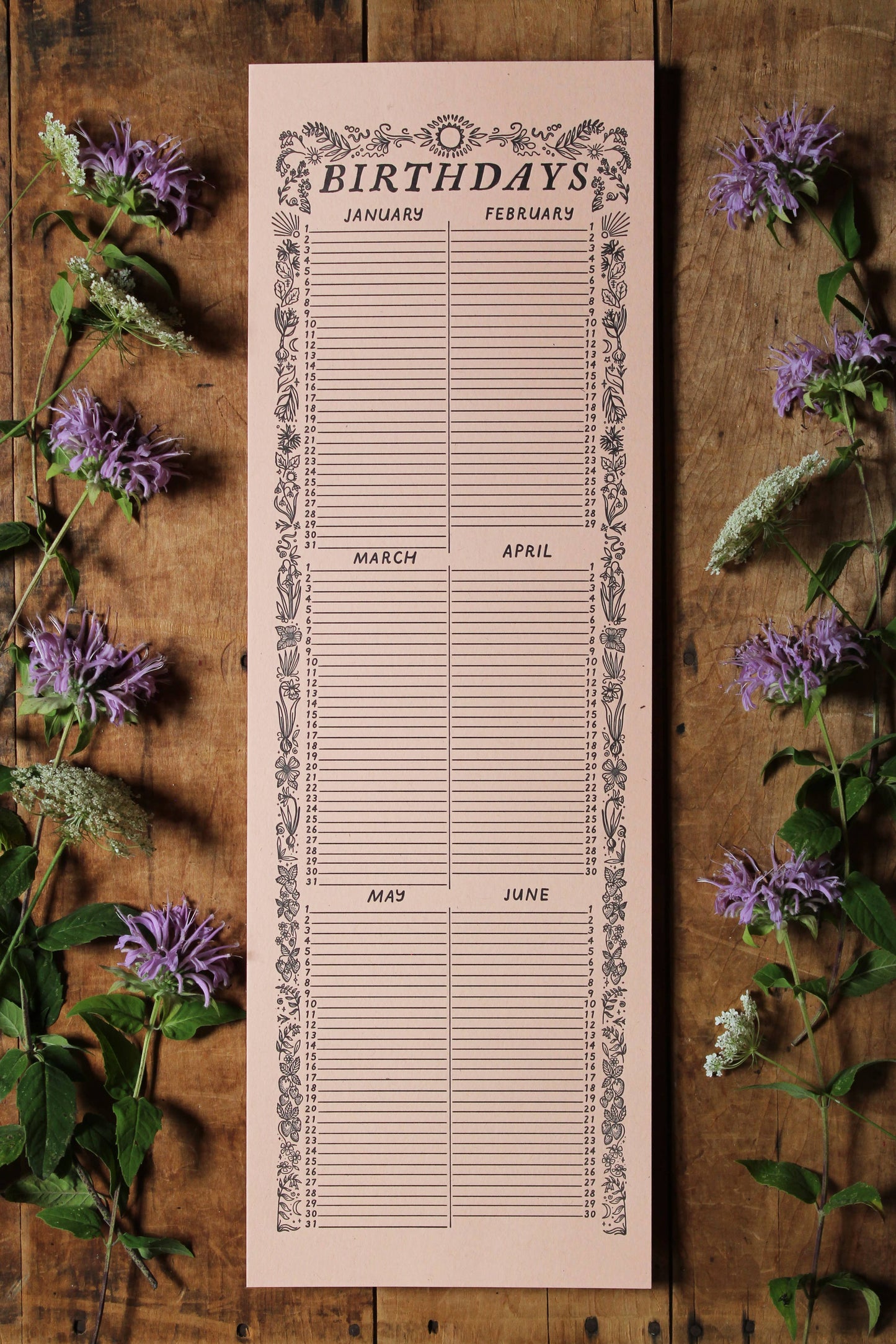 Perpetual Birthday Calendar