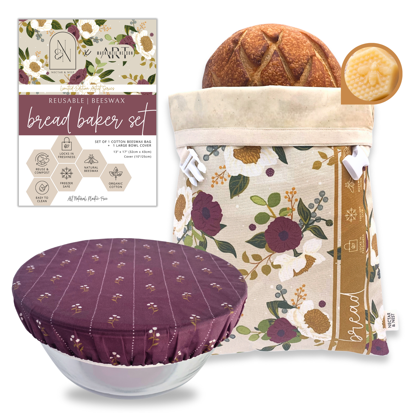 Beeswax Bread Bag + Bowl Cover