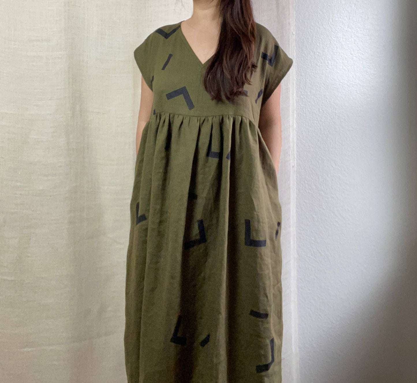 Olive Linen Dress
