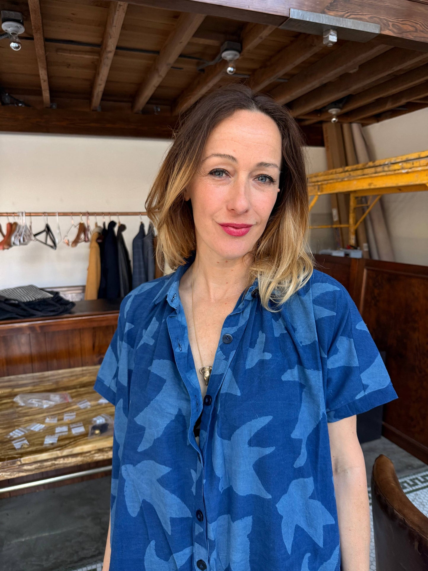 Block Printed Dress | Elise Dress Indigo Print Liberté