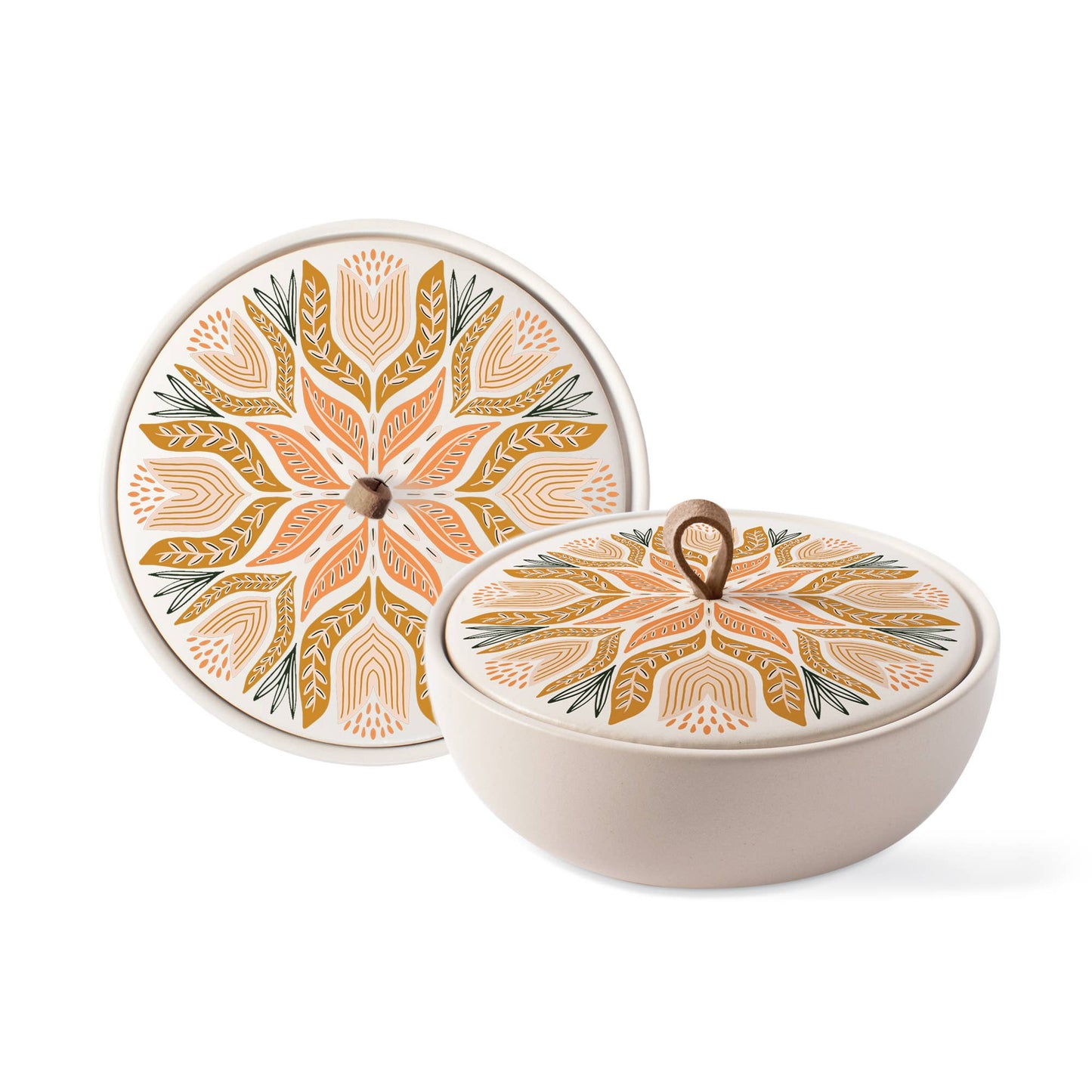 Stoneware Large Round Trinket Box