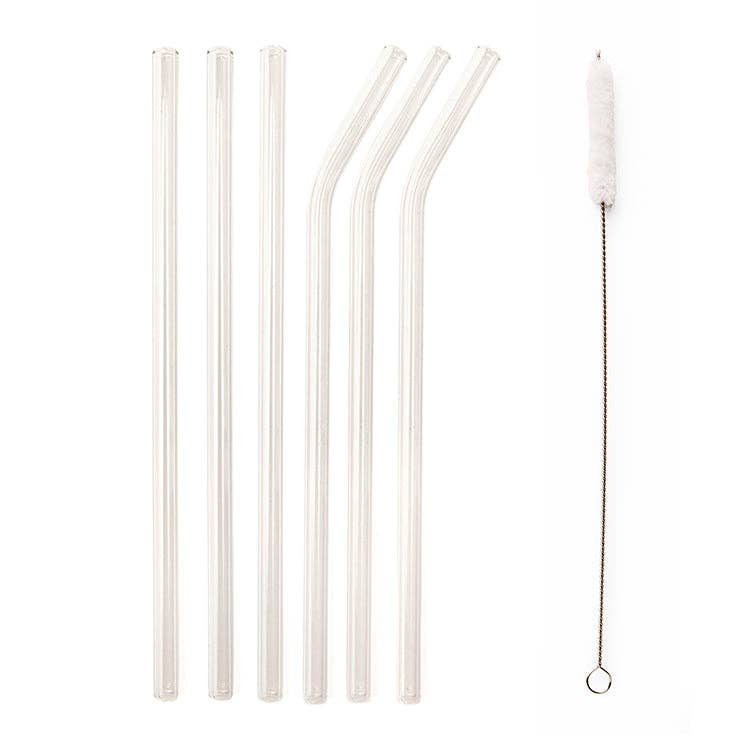 Clear Reusable Glass Straws Pack of 6