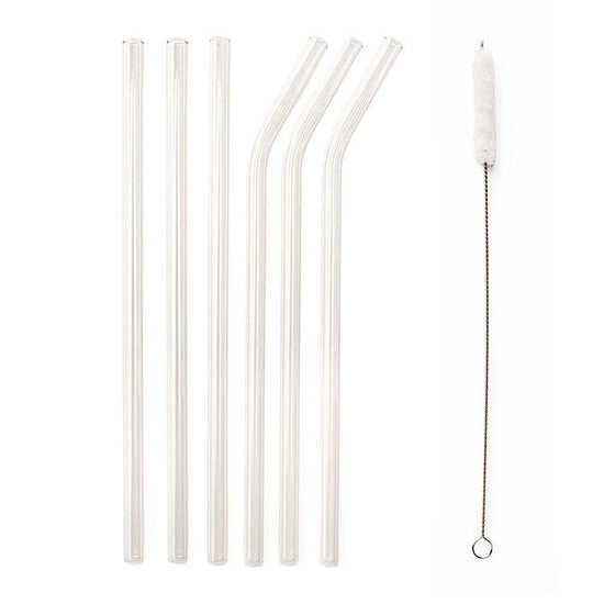 Clear Reusable Glass Straws Pack of 6