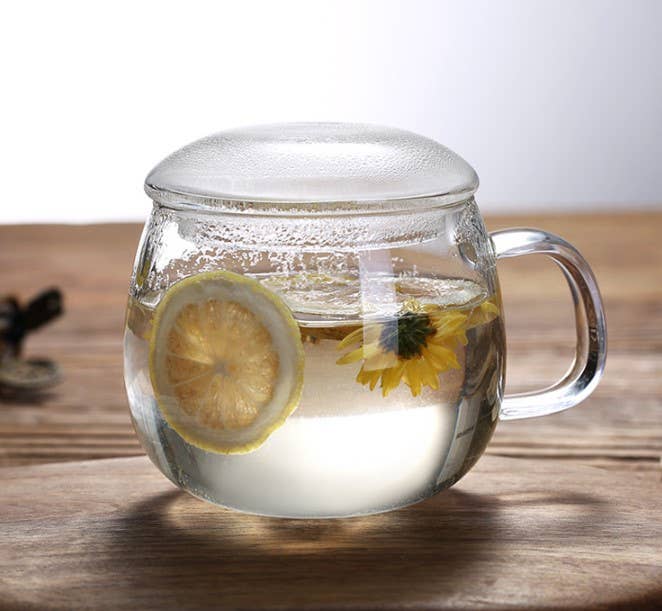 Glass Tea Cup with Infuser + Lid