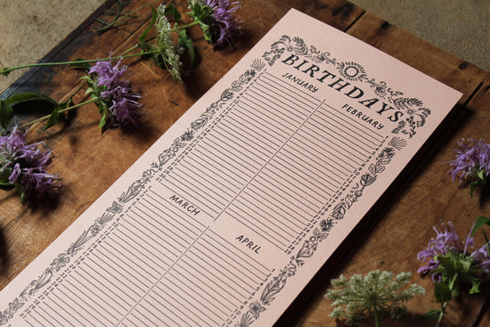 Perpetual Birthday Calendar