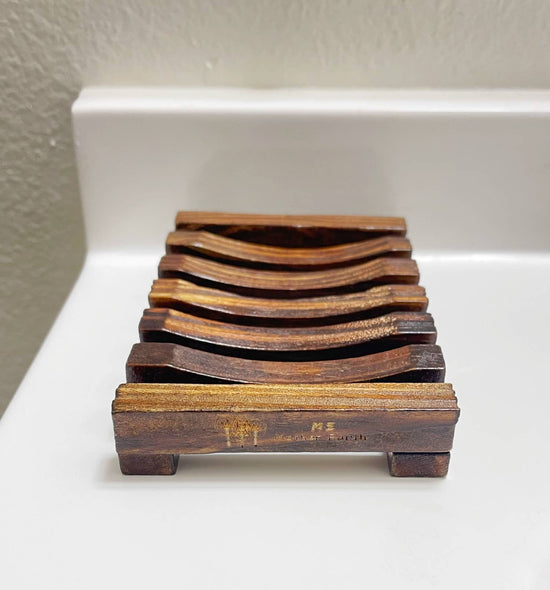 Stained Wood Slatted Soap Dish
