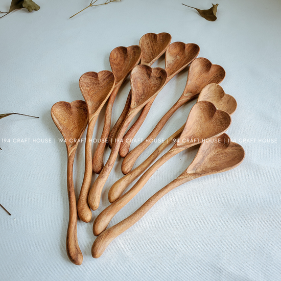 194 Craft House - Hand Carved Wiggly Heart Wooden Spoon