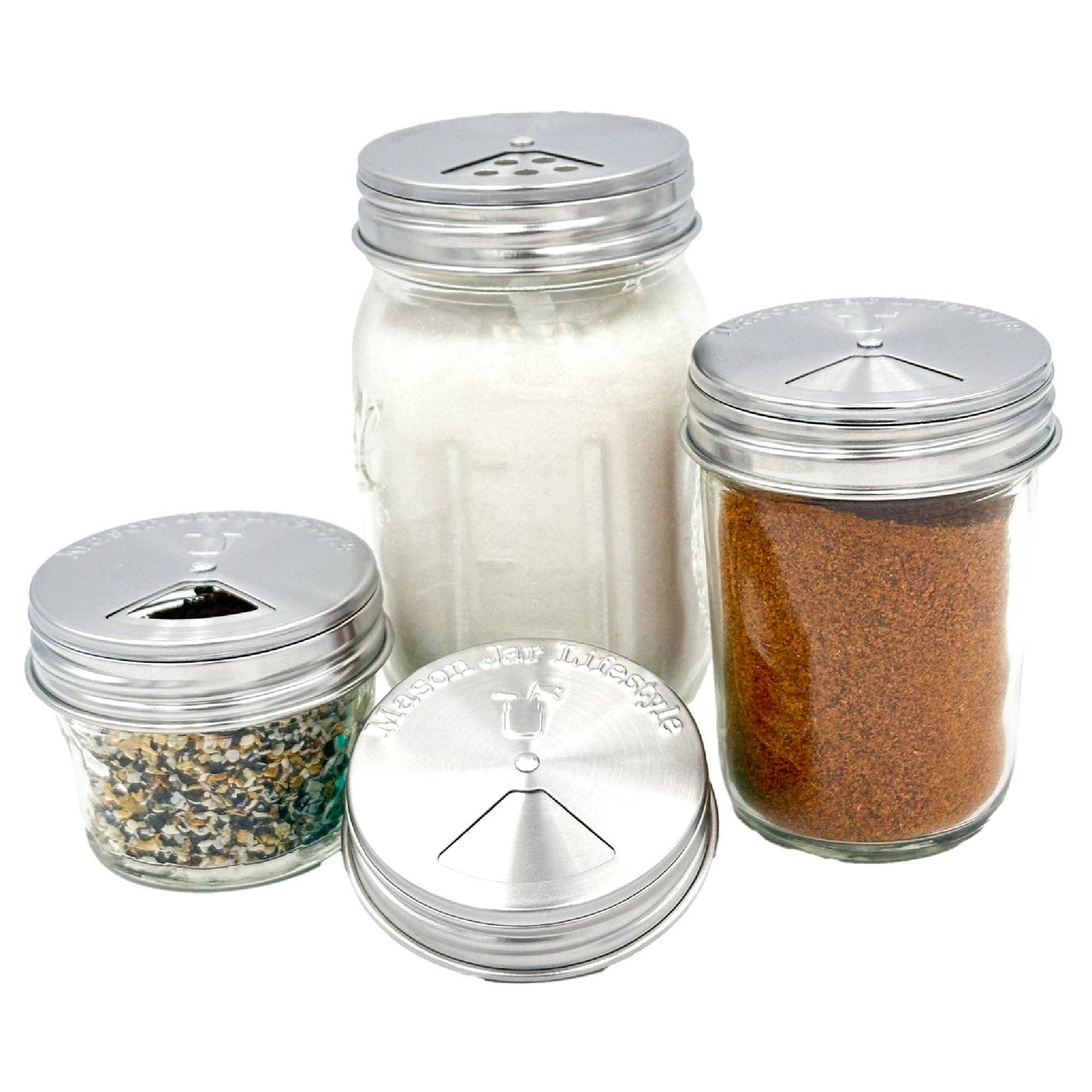 Stainless Steel Spice Lids 4 Pack | Regular Mouth