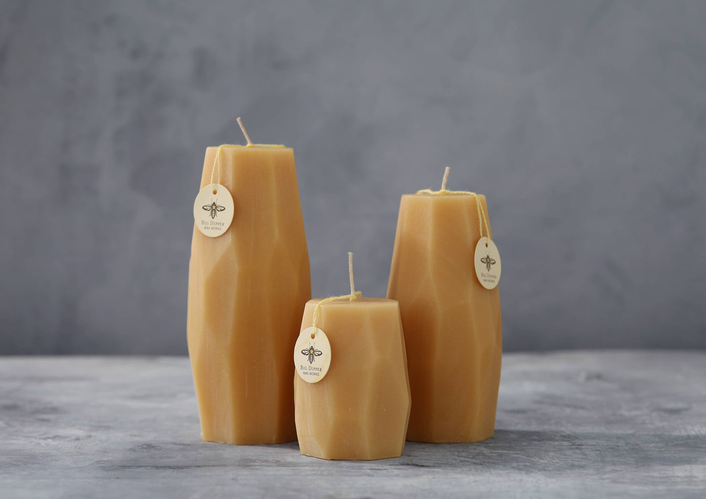 Beeswax Faceted Pillar Candles