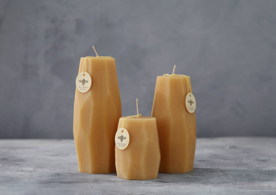 Beeswax Faceted Pillar Candles