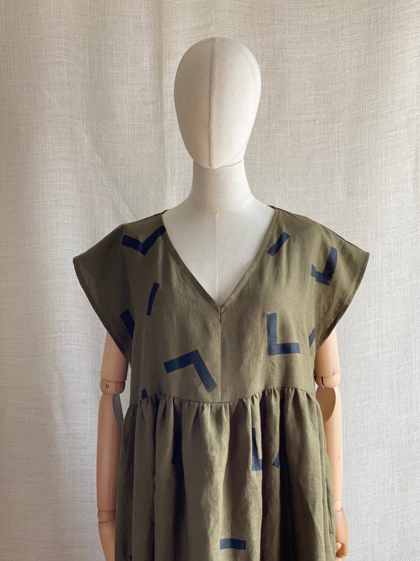 Olive Linen Dress