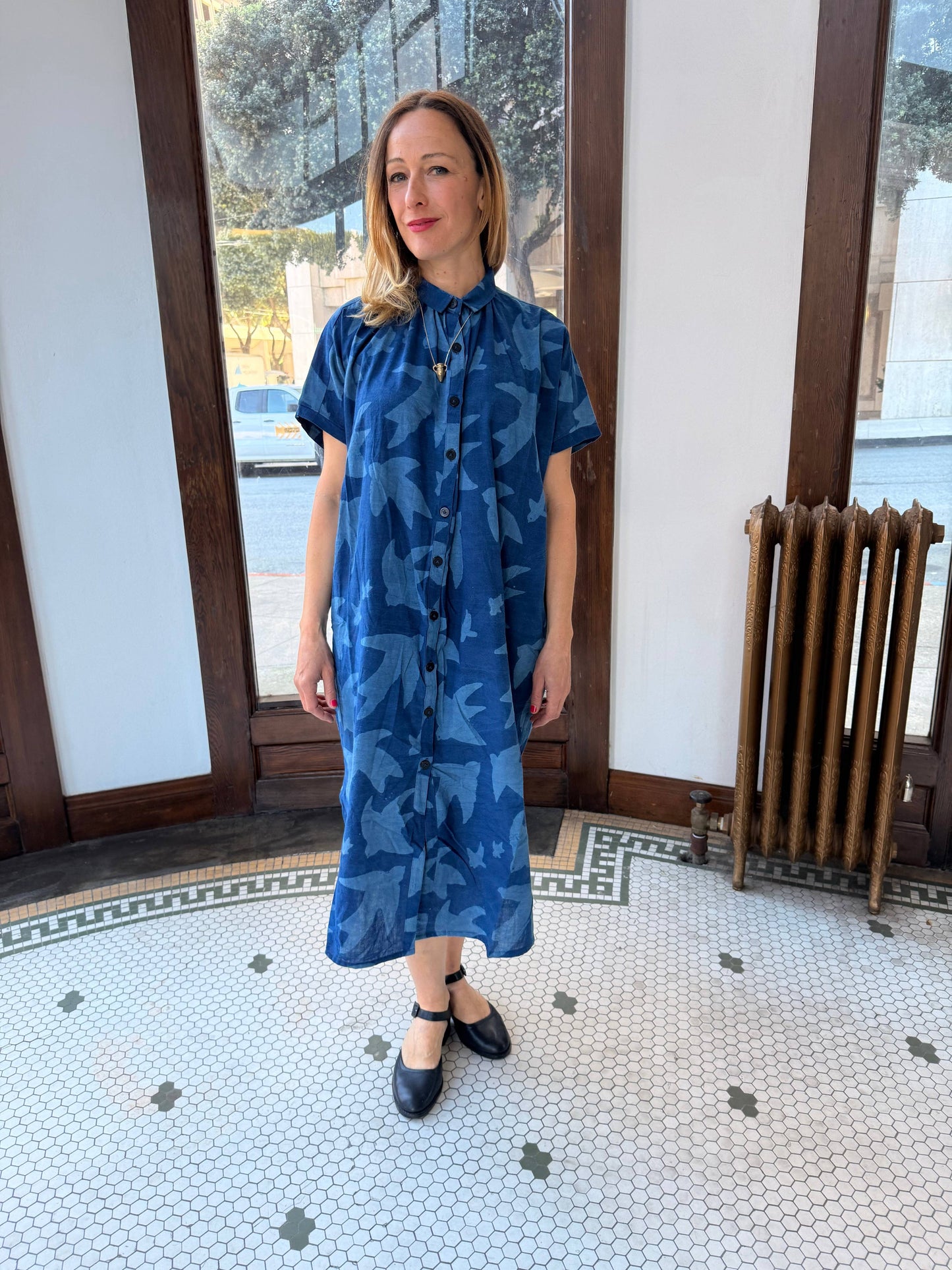 Block Printed Dress | Elise Dress Indigo Print Liberté
