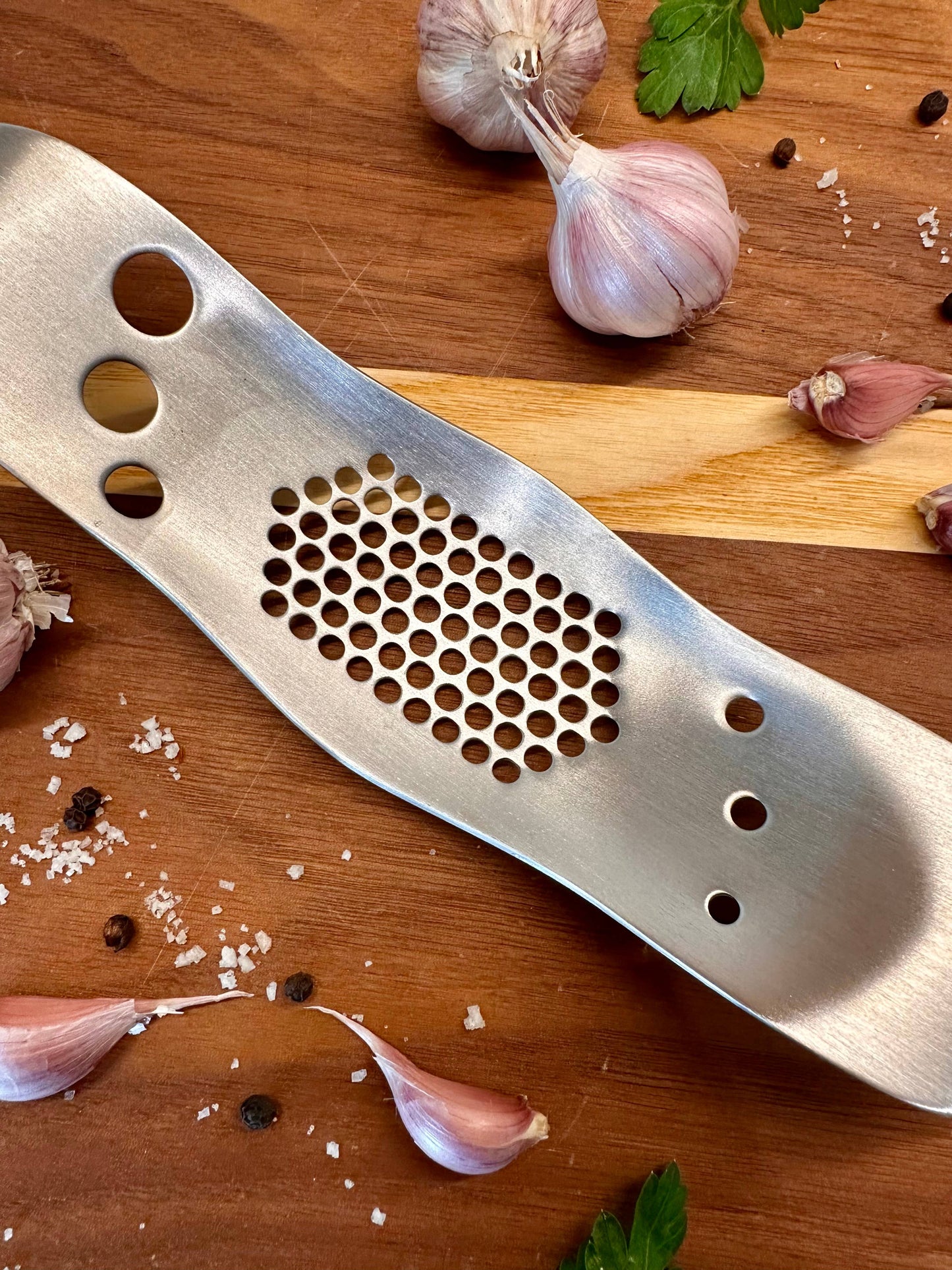 Stainless Steel Garlic Press & Herb Stripper