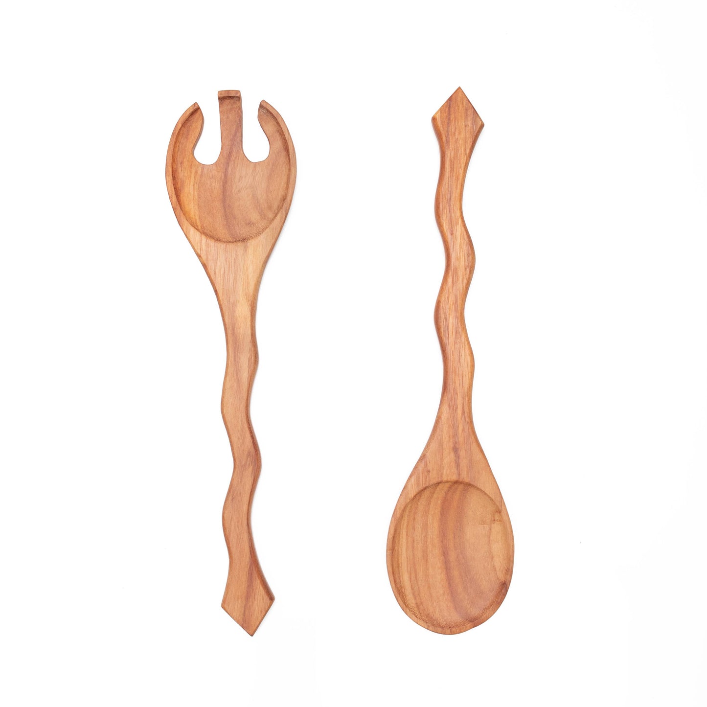 Hand Carved Wood Salad Serving Set | Laurelwood