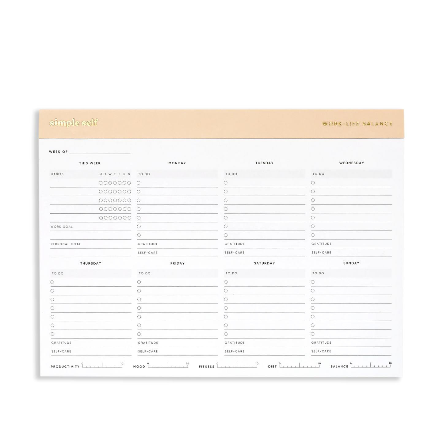 Simple Self - Work-Life Balance Planning Pad: Blush