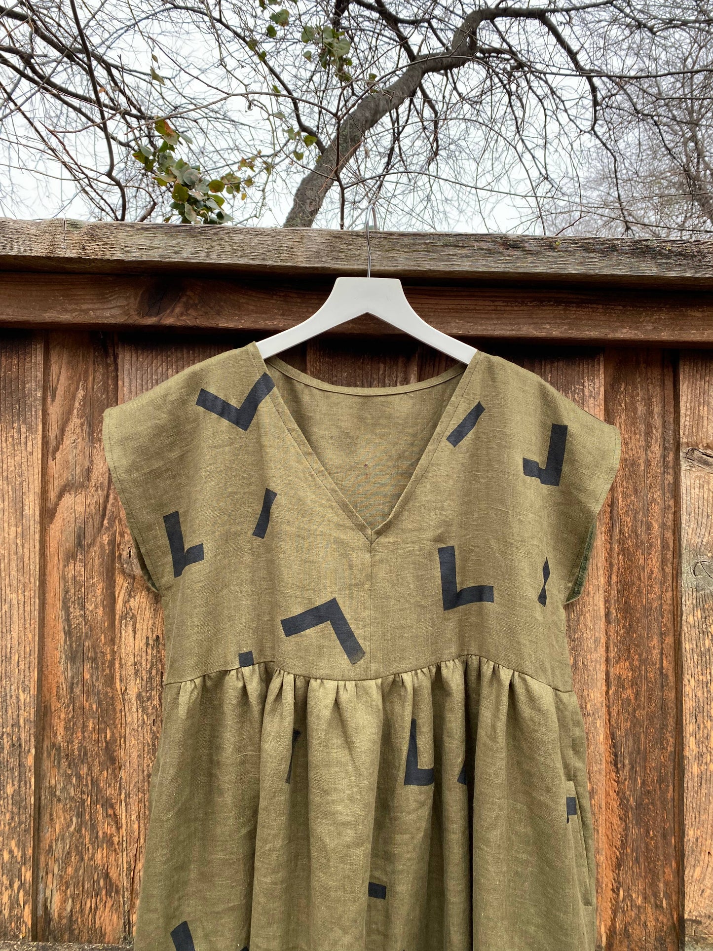 Olive Linen Dress