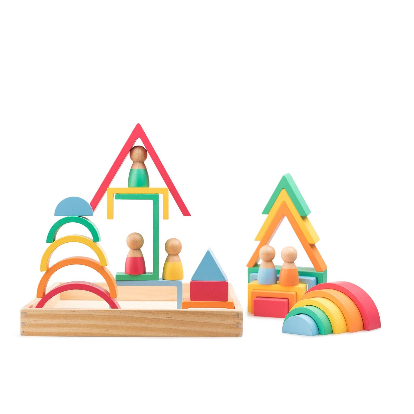 Rainbow Blocks Wooden Playset