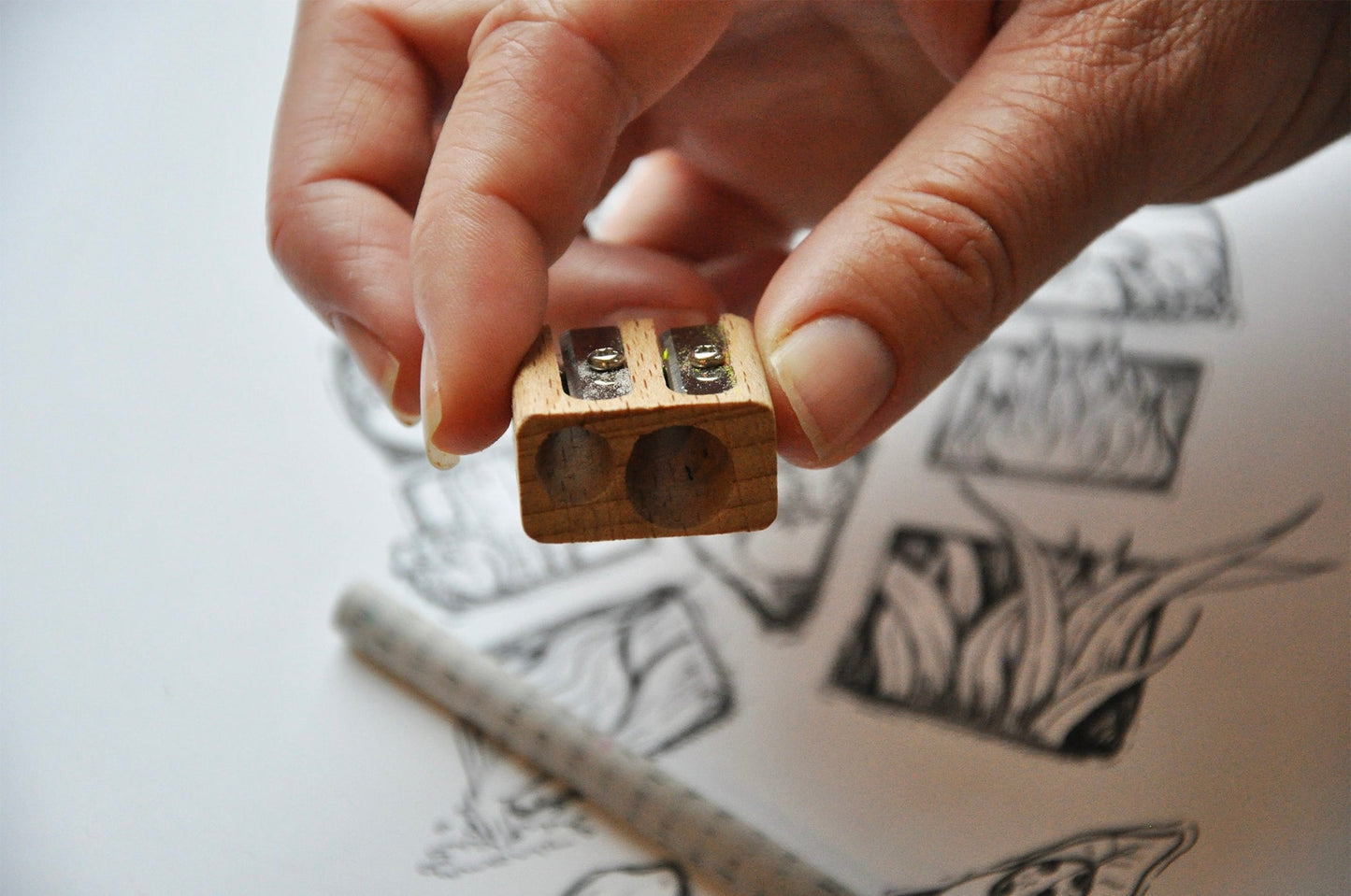 Double Wooden Pencil Sharpener 