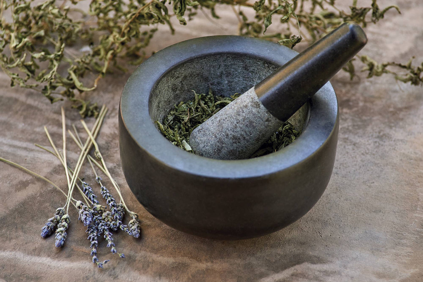 Black Granite Mortar and Pestle