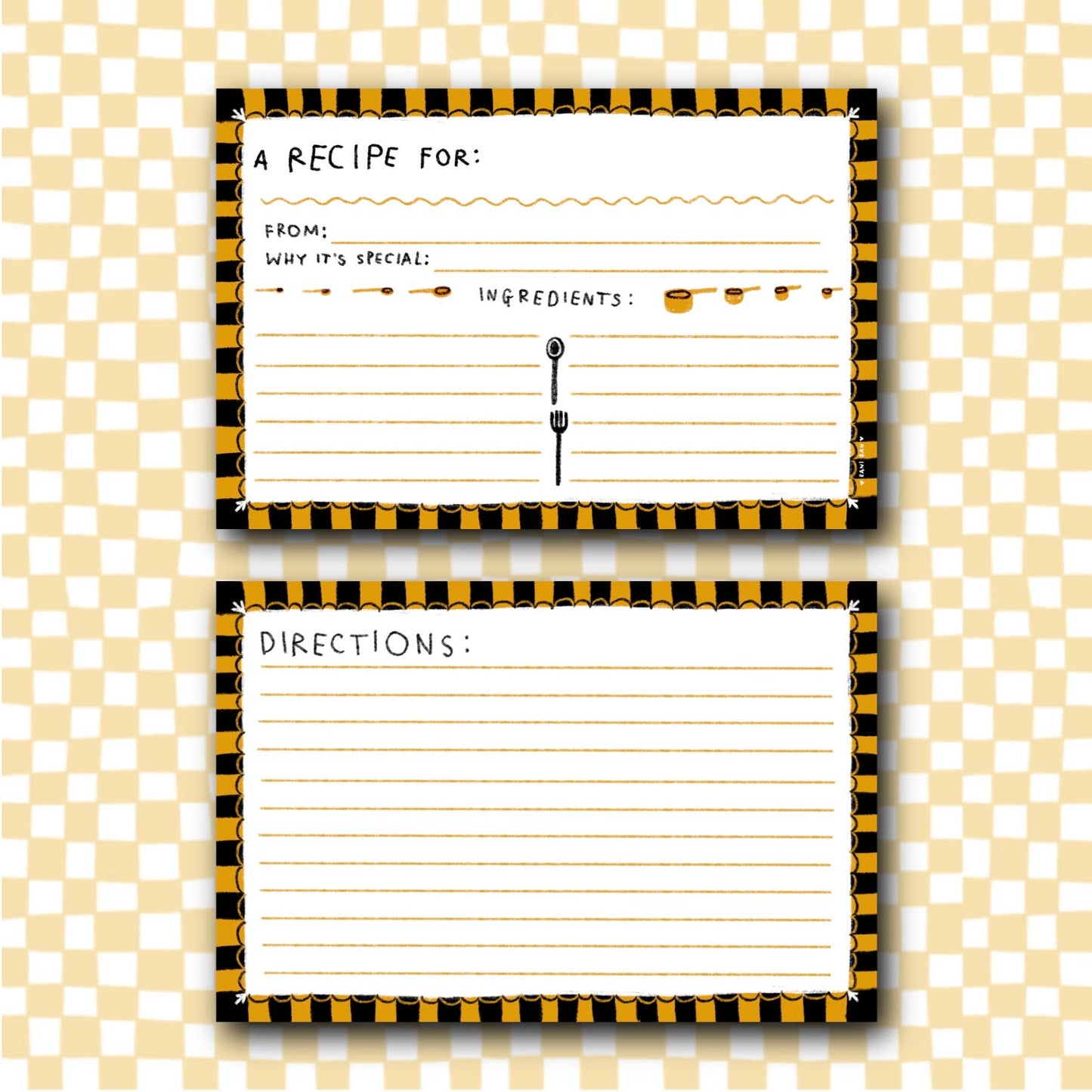 Checkered Recipe Cards