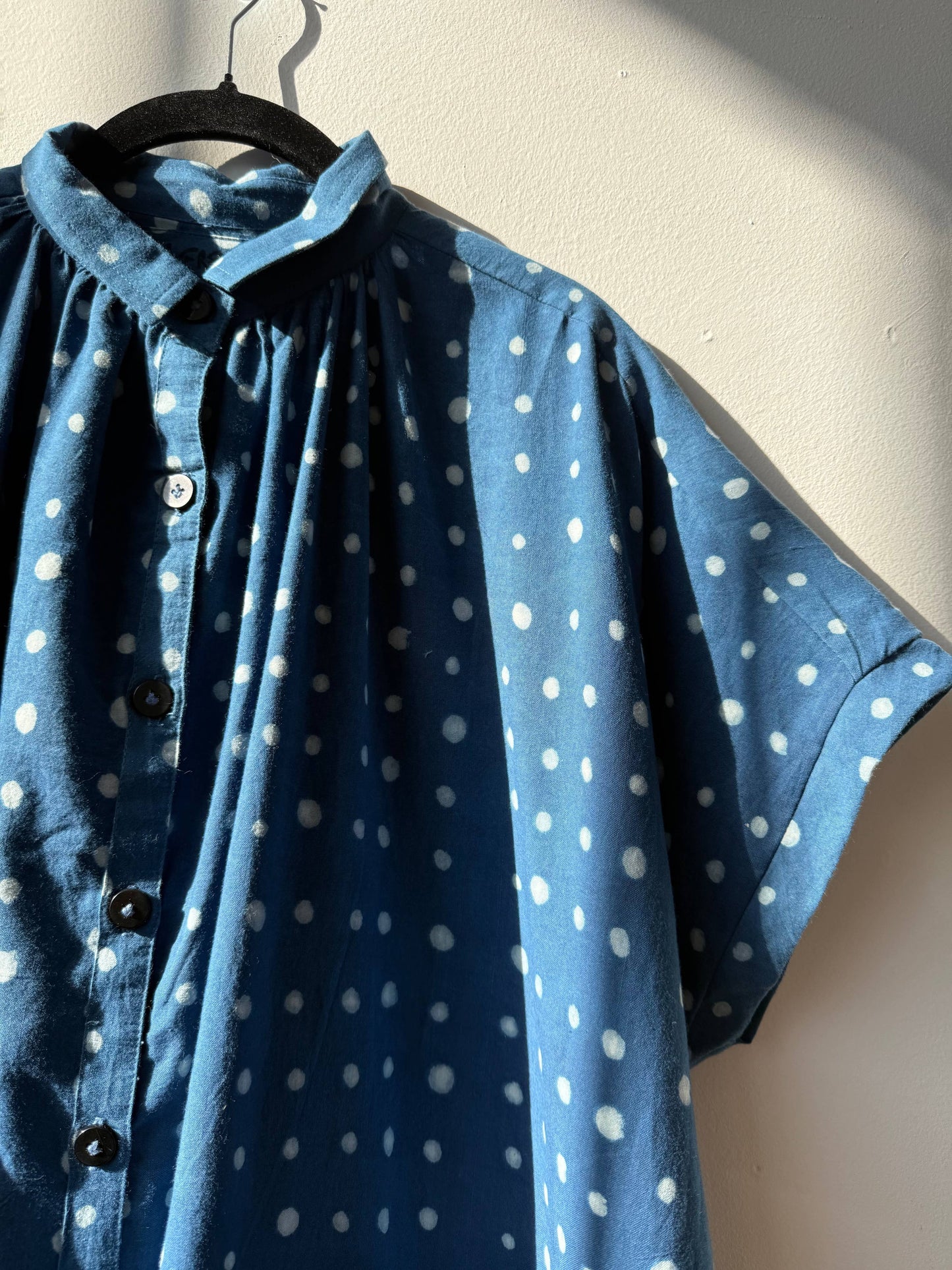 Block Printed Dress | Elise Indigo Dots