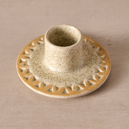 Ten Thousand Villages - Tidal Etched Ceramic Candle Holder