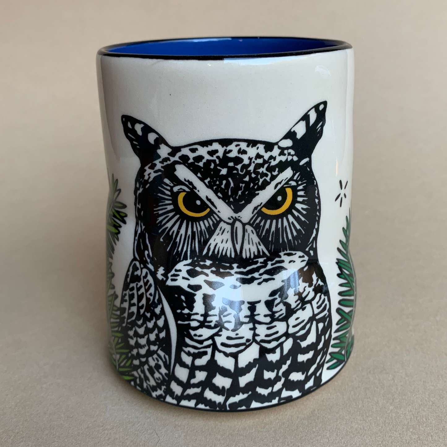 Great Horned Owl Ceramic Mug/Cup XLarge by The Bowl Maker