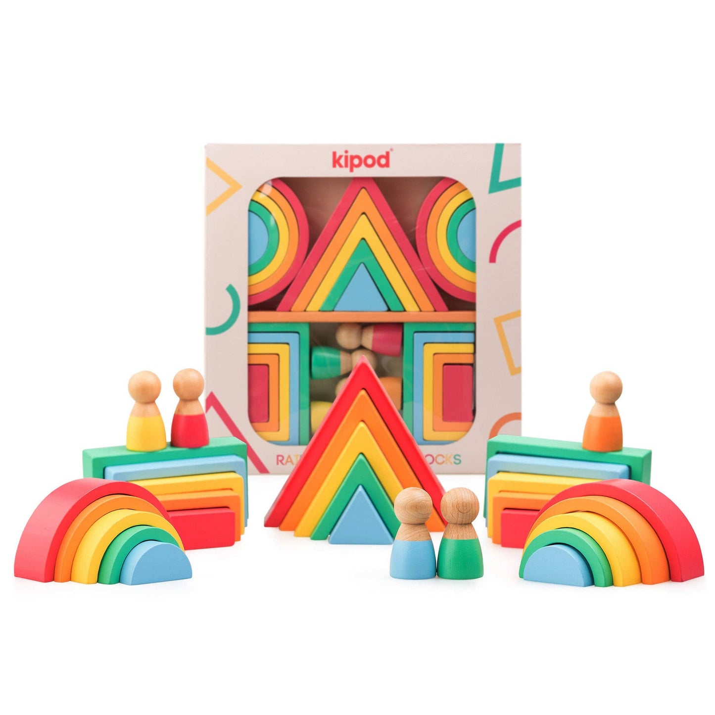 Rainbow Blocks Wooden Playset